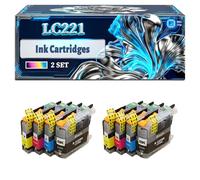 LC221 Ink Cartridges Compatible for Brother DCP-J562DW MFC-J480DW MFC-J680DW MFC-J880DW Printers, With Chip Large Capacity 500 Pages (2 Set)