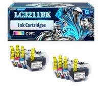 LC3211BK Ink Cartridges Compatible for Brother DCP-1572DW MFC-J497DW DCP-J772DW MFC-1890DW DCP-J774DW MFC-J895DW MFC-J491DW Printers, With Chip Large Capacity 850 Pages (2 Set)