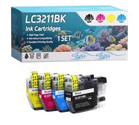 LC3211BK LC3213C LC3213M LC3213Y Ink Cartridges Compatible for Brother MFC-J890DW DCP-J774DW MFC-J895DW MFC-J491DW Printers, High-Definition Printing Effect with Chip, 500 Pages (1 Set)