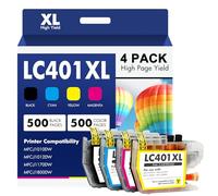 LC401 LC401XL MFC-J1010DW Ink Cartridges for Brother Printer LC 401 401XL for MFC-J1010DW MFC-J1170DW MFC-J1012DW MFC-J1800DW MFC J1010DW - 4 Pack High Yields Black Cyan Magenta Yellow