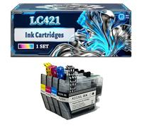 LC421 Ink Cartridges Compatible for Brother DCP-J1010DW DCP-J1050DW DCP-j1140DW DCP-J1800DW DCP-J2050DW Printers, With Chip Large Capacity 300 Pages (1 Set)