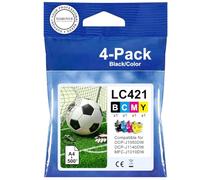 LC421 LC421XL VAL Ink Cartridges Multipack Compatible for Brother LC421 XL | Compatible for Brother DCP-J1050DW, DCP-J1140DW, MFC-J1010DW, DCP-J1800DW Printers, 4er Value Pack, Black/Cyan/Magenta/Yellow