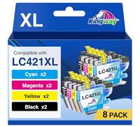 LC421XL Ink Cartridges 8-Pack, Replacement for Brother LC421 LC-421XL LC-421XLVAL Ink Cartridges Multipack, Compatible with Brother DCP-J1050DW DCP-J1140DW MFC-J1010DW DCP-J1800DW Printers