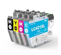 LC421XL Ink Cartridges Compatible with Brother LC 421XL LC-421 XL LC-421XL VAL Printer Cartridges for Brother DCP-J1050DW DCP-J1140DW MFC-J1010DW (Pack of 4, Black, Cyan, Magenta, Yellow)