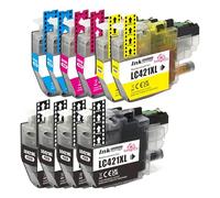 LC421XL Ink Cartridges Replacement for Brother LC421XLVAL - High-Yield 10 Pack (4 Black, 2 Cyan, 2 Magenta, 2 Yellow), Compatible with Brother DCP-J1050DW, MFC-J1010DW, DCP-J1140DW Printers