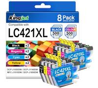 LC421XL Replacement for Brother LC421XL LC421 Ink Cartridges, 8-Pack | Compatible with DCP-J1050DW MFC-J1010DW DCP-J1140DW DCP-J1800DW, High Yield, Crisp Text & Vivid Prints for Home & Office Use