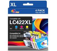 LC422XL Ink Cartridges Replacement for Brother LC422 XL for MFC-J5340DW J6540DW J5345DW J5740DW J6940DW Printers 4-Pack (Black, Cyan, Magenta, Yellow)