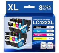 LC422XL LC422 XL Ink Cartridges Compatible with Brother MFC-J5740DW, 8 Pack | LC 422XL Compatible with Brother LC 422 LC422VAL LC-422VAL for MFC-J5340DW MFC-J6540DW MFC-J6940DW MFC-J5345DW Printer