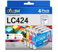 LC424 Ink Cartridge Compatible with Brother DCP-J1200W Ink Cartridge | Rplacement for Brother LC424 Ink Cartridges Use for Brother DCP-J1200W DCP-J1200WE Printers ( Black, Cyan, Magenta, Yellow)