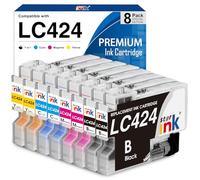 LC424 Ink Cartridges 8 Pack Multipack, Replacement for Brother LC424 LC-424VAL Ink Cartridges, Compatible with Brother DCP-J1200W DCP-J1200WE Printer