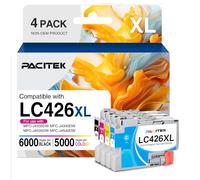 LC426XL Ink Cartridges Replacement for Brother LC426 LC426XLVAL Ink, 4-Pack | LC-426 LC-426XL LC-426XLVAL Ink High Yield Compatible with Brother J4335DW J4340DW J4535DW J4540DW, 1BK/1C/1M/1Y