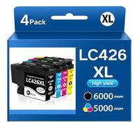 LC426XL LC426 XL Ink Cartridges 6000/5000 pages (High Yield) Multi Pack Compatible for Brother LC-426XLBK LC-426XLC LC-426XLM LC-426XLY Inkjet Cartridges