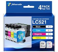 LC521 Ink Cartridges Compatible with Brother LC 521 for DCP-J1260W, 4 Pack