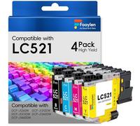LC521 Ink Cartridges Replacement for Brother LC521 LC-521 LC521VAL Ink Multipack for Brother DCP-J1260W DCP-J1310DW DCP-J1313DW DCP-J1360DW DCP-J1460DW Printer (Black Cyan Magenta Yellow)