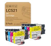 LC521 LC-521 Ink Cartridges for Brother DCP-J1260W DCP-J1310DW DCP-J1313DW DCP-J1360DW DCP-J1460DW DCP-T583DW Printers, Compatible & High-Yield - 500 Pages 2 set