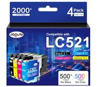 LC521 LC521VAL LC521XL Ink Cartridges Compatible with Brother DCP-J1360DW | 4 Pack LC521 LC521XL Ink Cartridge Multipack Compatible with DCP-J1260W DCP-J1310DW DCP-J1313DW DCP-J1360DW DCP-J1460DW