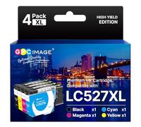 LC527XL Ink Cartridges Replacement for Brother LC527 LC527XL LC-527VAL Ink Cartridges Compatible for Brother MFC-J4350DW MFC-J4550DW, LC527BK/LC527C/LC527M/LC527Y Ink Multipack (With Chip, 4 Pack)