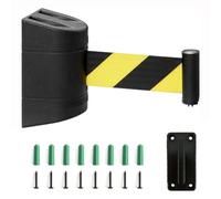 LCANALLYMS Portable Belt Barrier, Black Retractable Belt Barrier, with mounting accessories,2/3/5/10m Wall Mount Cordon,Queuing Tape, Airports, Banks, School(3M/9.8FT)
