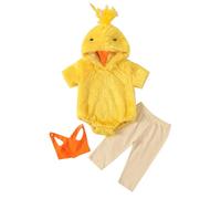 Lcarege Baby Chicken Costume for Infants and Toddlers, Soft Plush Easter Chick Outfit with Hooded Romper & Pants, Yellow Cute Animal Costume for Boys Girls 100cm