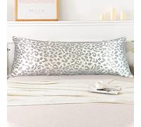 LCBD Satin Body Pillow Case for Hair and Skin, Grey Leopard Printed Silk Satin Body Pillowcase Cover, 20x54 Cheetah Print Body Cooling Pillow Cover with Envelope Closure
