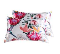 LCBD Satin Pillowcase for Hair and Skin, Standard Size Printed Pillow Cases Set of 2, Silky Floral Print Pillow Covers with Envelope Closure, 20x26 inches