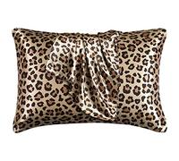 LCBD Silky Satin Toddler Pillowcases Pack of 2, 13x18 Inches Travel Pillowcases with Envelope Closure, Small Kids Pillow Cases Covers, Gold Leopard