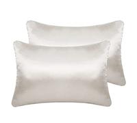 LCBD Silky Satin Toddler Pillowcases Set of 2, Super Soft Travel Pillow Covers, Small Kids Pillow Cases with Envelope Closure, 13"x 18", Silvergrey