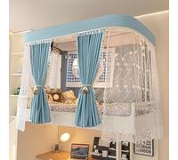 LCBDYLR Bunk Bed Canopy with Frame and Curtains, Mosquito Net Bed Tent for Top and Bottom Bunk, Loft Bed Privacy Curtains for Kids Teens Dorm, Bed Curtain Set for Sleeping, Studying, Decoration F