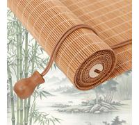 LCBDYLR Retro Bamboo Roller Blinds Customizable size, Natural Wood Window Shades Blinds Anti-UV Dustproof Decorative Curtain, Screen Partition Blind, for Indoor/Outdoor/Garden B-Carbonized Color