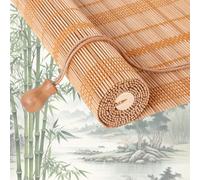 LCBDYLR Retro Bamboo Roller Blinds Customizable size, Natural Wood Window Shades Blinds Anti-UV Dustproof Decorative Curtain, Screen Partition Blind, for Indoor/Outdoor/Garden D-Carbonized Color