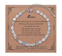 Lcbulu Sister Bracelet Gifts from Sisters - Side by Side or Miles Apart We are Sisters Connected by The Heart Bracelets for Sister, L, Metal, no gemstone