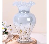 LCCCK 9.5" Tall Blue Glass Vase, Modern Murano Style Hand Blown Glass Art, Perfect for Home Decor, Table, Wedding Decoration