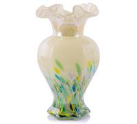 LCCCK 9.5" Tall Green Glass Vase, Modern Murano Style Art Decor, Flowers Vases for Centerpieces, Wedding Decoration