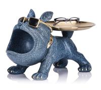 LCCCK Blue Bulldog Tray Statue Cool Bulldog Storage Decoration Key Bowl for Entryway Table, Modern French Decor Hippo Candy Dish Gifts