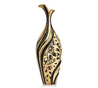 LCCCK Ceramic Modern VASE, 19.6 inches Tall, Black Gold, Ideal for Pampas Grass & Single Flower Arrangements, Decorative Floor Vase for Living Room, Dining Room, Entryway