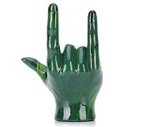 LCCCK Emerald Green Hand Gesture Decor Statue, Modern Home Decor Accent Peace Sign Decor and Loving Sign Language Decor, for Music Room, Countertop, Dining Table, Bookshelf, Aesthetic Decoration