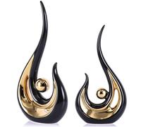 LCCCK Modern Abstract Art Home Decor Accent, Contemporary Statues Coffee Table Decor for Living Room, Table Centerpieces for Dining Room, Ceramic Sculptures and Gold Knick Knacks for TV Stand Decor