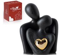 LCCCK Modern Mini Ceramic Couple Figurine with Heart - Abstract Love Statue & Sculpture Decor for Living Room, Bedroom, Table or Shelf - Anniversary, Valentine's Day or Wedding Gift