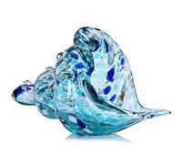 LCCCK Sea Glass Art Figurines Hand Blown Conch Shell Sculpture, Aqua Sea Glass Decor Creative Conch Seashell Statue - for Coastal Room Decor Knick Knacks Home Decor Kitchen Decorations Above Cabinets