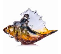 LCCCK Sea Glass Art Figurines Hand Blown Conch Shell Sculpture, Gray Sea Glass Decor Creative Conch Seashell Statue - for Coastal Room Decor Knick Knacks Home Decor Kitchen Decorations Above Cabinets