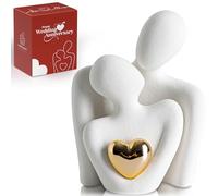 LCCCK Small Porcelain, Romantic Heart Statue for Couple and Love Figurines Ornaments for Wedding, Engagement Shelf Decor, Bedroom, Home, or Living Room Ornament