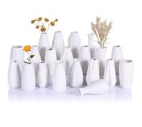 LCCCK Small White Vase Set of 20 for Table Centerpiece, Ceramic White Bud Vases Paintable, Boho Mini Single Flower Vase Bulk, for Wedding Pampas Grass Decoration Japandi Bud Vases in Bulk DIY