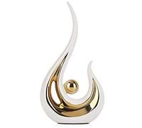 LCCCK White Gold Abstract Figurine Statues for Home Decor - Modern Ceramic Sculpture Accent, Decorative Statues for Living Room, Shelf, TV Stand, Office or Coffee Table Centerpiece Art Decoration