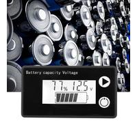 LCD 12V Battery Capacity Indicator Tester Lithium Battery Universal Digital Display Voltmeter, Battery Capacity Tester, Measure Power with 1% Accuracy, for ((10-100V) White +