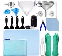 LCD 3D Printer Accessories Resin Tool Kit Includes Stainless Steel Funnel, Resin Filter, Silicone Pad, Photosensitive Resin Bottle, Basic Tools for SLA/DLP Printing