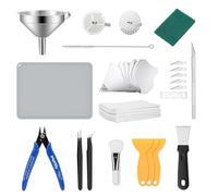 LCD 3D Printer Accessories Resin Tool Kit, Including Cleaning Silicone pad and Stainless Steel Funnel, Maintenance Tool Knife, Tweezers, Funnel, Scissors, Trimming Knife, 3D Resin Printer Tool kit