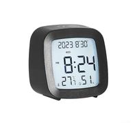 LCD Alarm Clock with Smart Voice Backlight Control Temperature Humidity Display 12/24 Hour Time Format and Easy to Use Snooze Feature (Black 1)