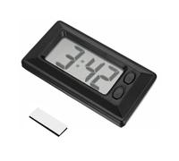 LCD Dashboard Clock, Car Digital Clock with Adhesive Pad, Portable Mini Vehicle Desk Clock, Easy-to-Read Large Display, Travel Electronic Table Timekeeper for Home, Office, Auto (Black)