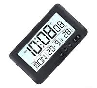 LCD Digital Clock Featuring Dual Alarm Snooze 5-Minute Delay Temperature Range 9.9C to 50.0C Date W isplay for Study Room (black)