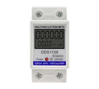 LCD Digital Display Power Consumption Meter Single Phase Energy Meter Watt Wattmeter kWh 230V AC 50Hz 60A Electric Din Rail(KWH Meter 60A)
